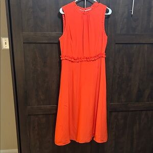 Boden Vibrant Coral Midi Dress - 100% silk